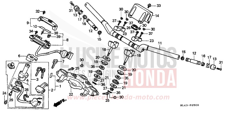 ROHRGRIFF/OBERE BRUECKE von CB1300 Super Bold'or ABS GRANITE BLUE METALLIC-U (PB184) von 1988